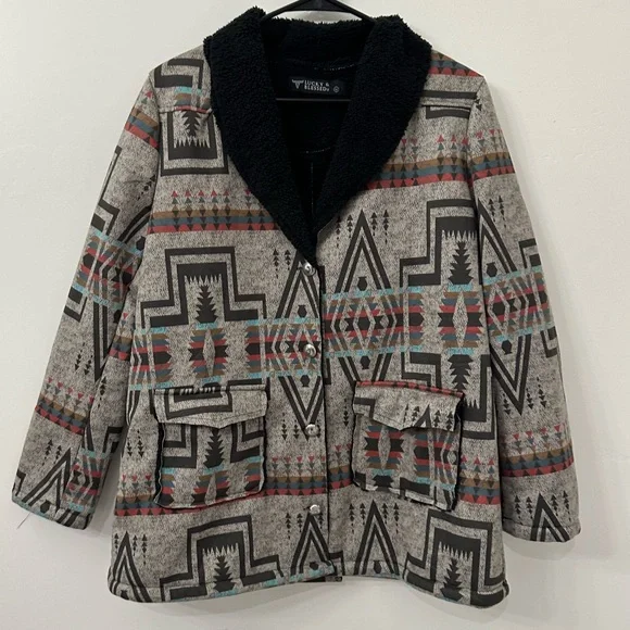 Lucky & Blessed Aztec Sherpa Jacket size Medium - Picture 4 of 16